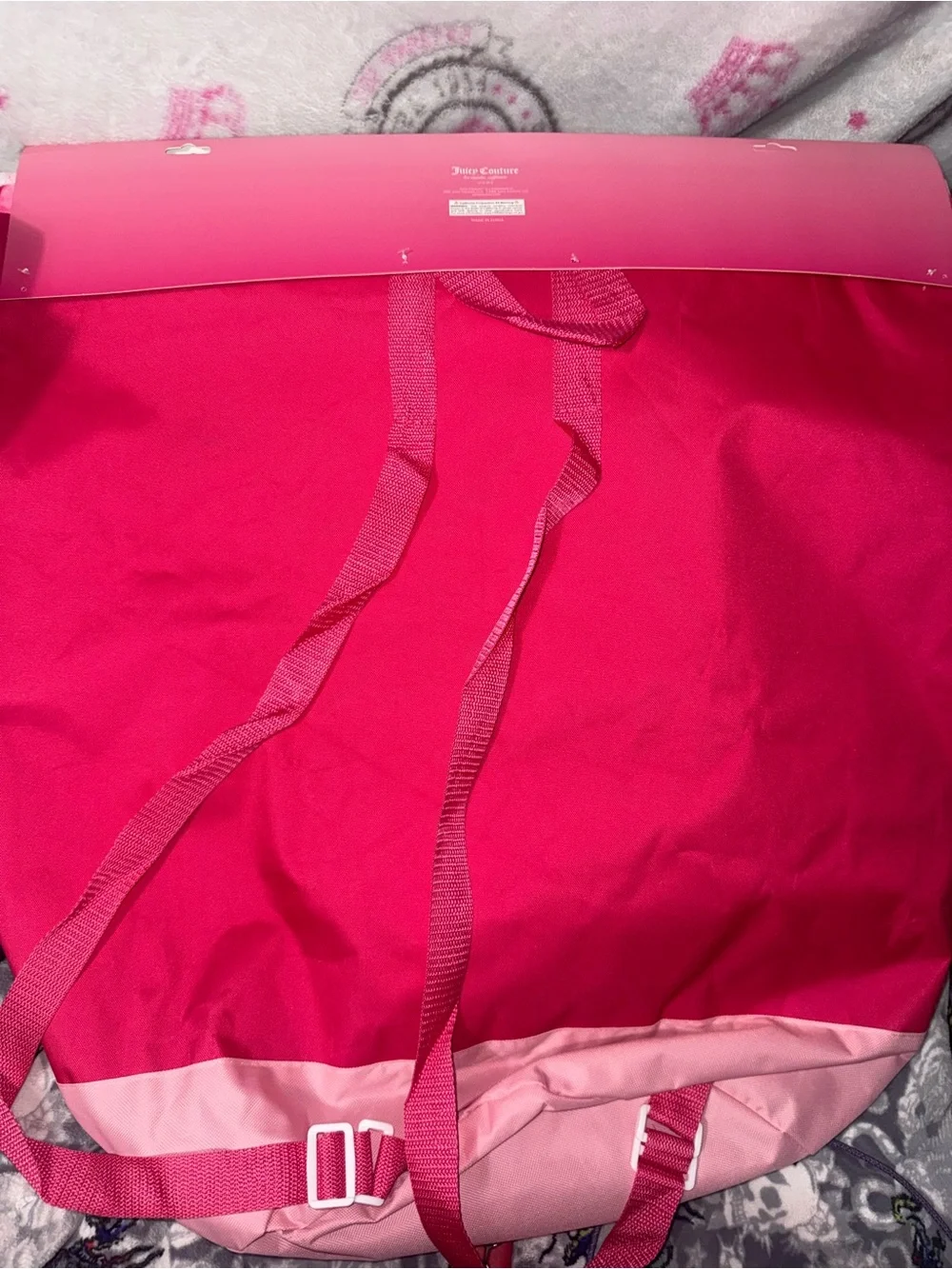 Juicy Couture Hot Pink Drawstring Backpack Laundry Bag